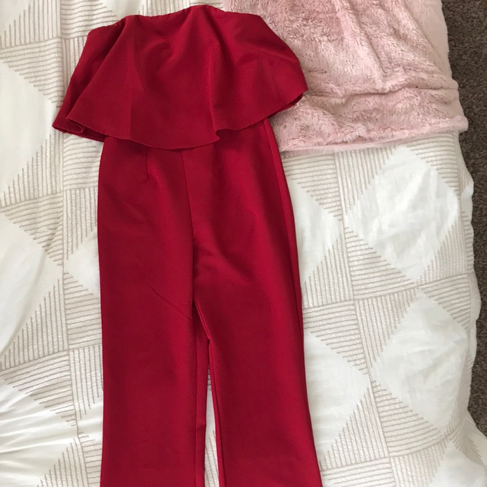 Strapless Red Jumpsuit